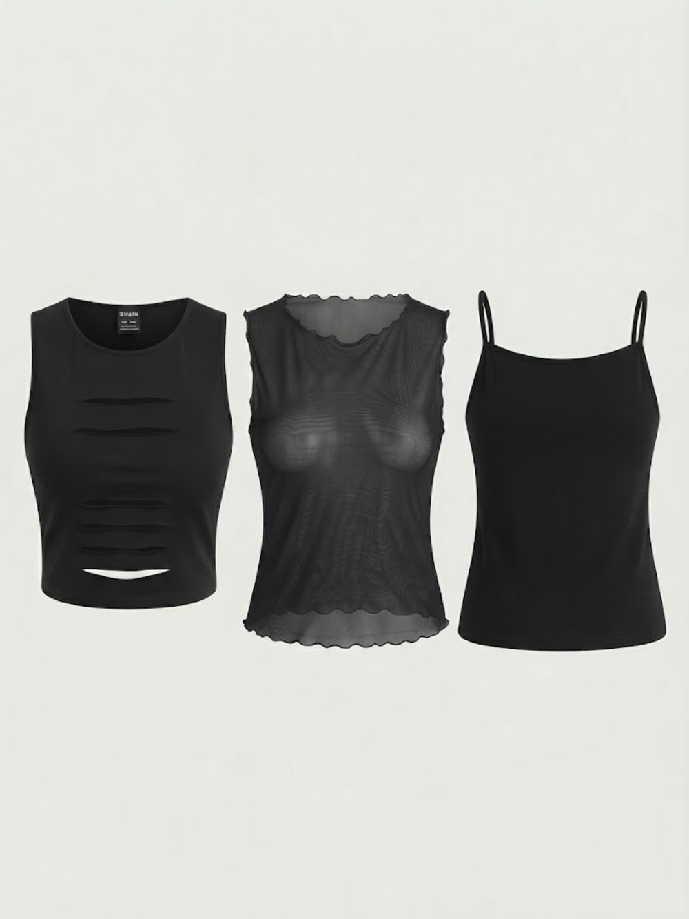 Bundle of THREE (3) Black "Clubbing" Tops – Size L